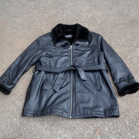 Wilsons Leather Other - Wilsons Leather Heavy Coat Jacket With Fur & Belt